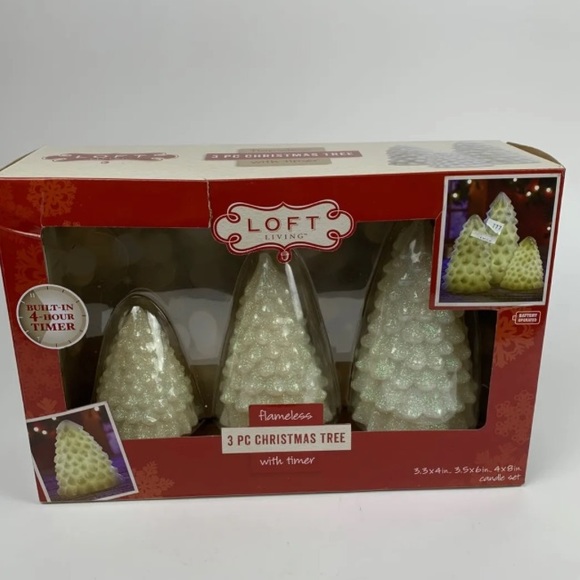 Loft Living 3-Piece LED Flameless Cristmas Tree Candle Set with Timer - Picture 1 of 16